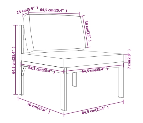 Set muebles de jardín 9 pzas y cojines aluminio gris antracita
