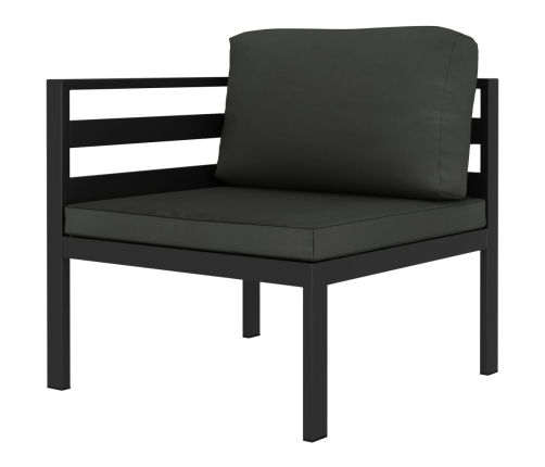 Set muebles de jardín 10 pzas y cojines aluminio gris antracita