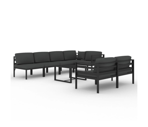 Set muebles de jardín 8 pzas y cojines aluminio gris antracita