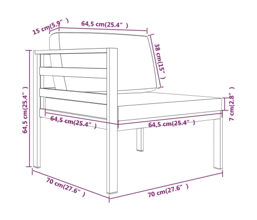 Set muebles de jardín 8 pzas y cojines aluminio gris antracita