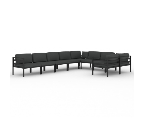 Set muebles de jardín 9 pzas y cojines aluminio gris antracita