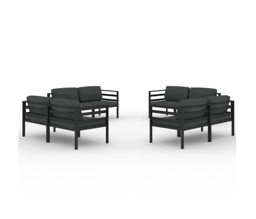 Set muebles de jardín 8 pzas y cojines aluminio gris antracita