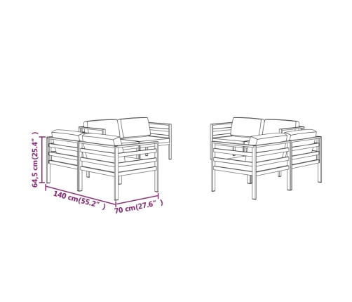 Set muebles de jardín 8 pzas y cojines aluminio gris antracita