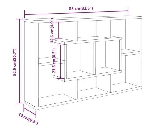 Estantería de pared madera contrachapada negra 85x16x52,5 cm