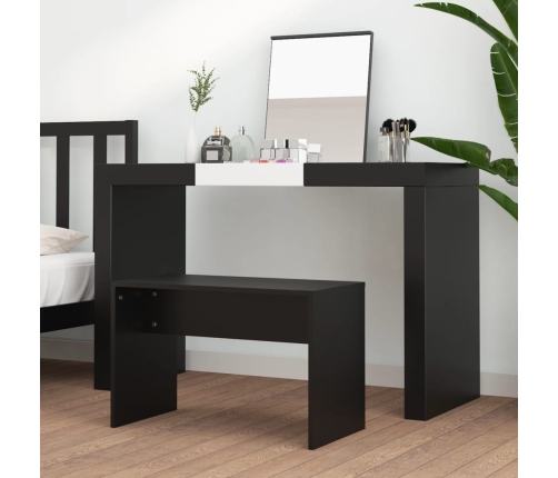 Taburete de vestidor madera contrachapada negro 70x35x45 cm