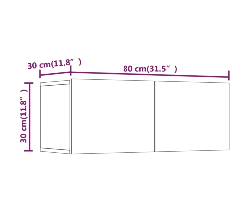 vidaXL Muebles para TV 2 uds madera de ingeniería blanco 80x30x30 cm