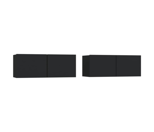 Muebles para TV 2 uds madera contrachapada negro 80x30x30 cm