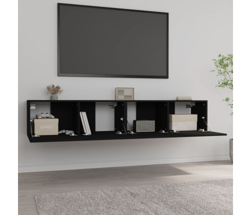 Muebles para TV 2 uds madera contrachapada negro 80x30x30 cm