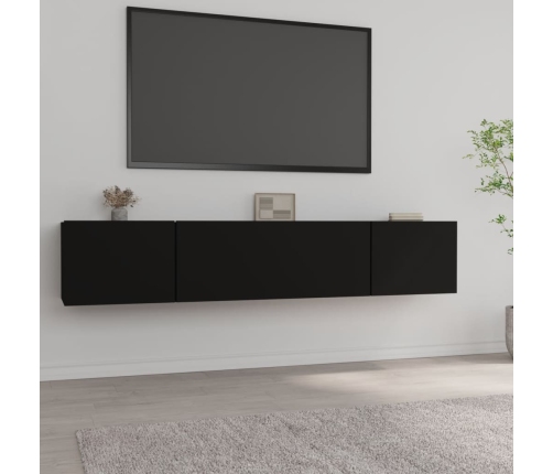 Muebles para TV 2 uds madera contrachapada negro 80x30x30 cm