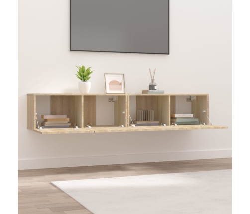 vidaXL Muebles de TV 2 uds madera ingeniería roble Sonoma 80x30x30 cm