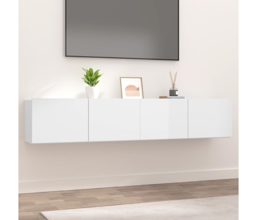 Muebles de TV 2 uds madera ingeniería blanco brillo 80x30x30 cm