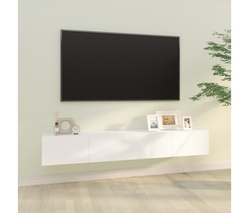 Muebles TV de pared 2 uds madera ingeniería blanco 100x30x30 cm