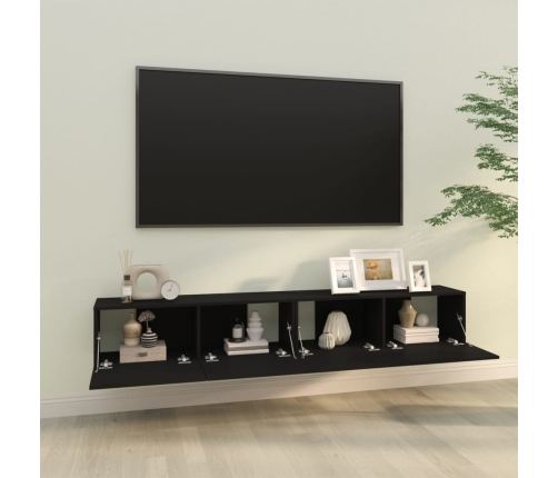 vidaXL Muebles TV pared 2 uds madera contrachapada negro 100x30x30 cm