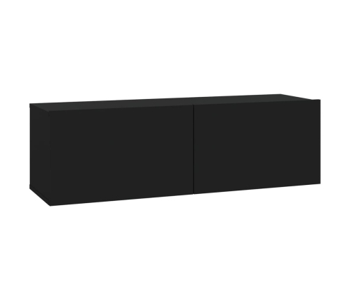 vidaXL Muebles TV pared 2 uds madera contrachapada negro 100x30x30 cm