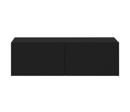 vidaXL Muebles TV pared 2 uds madera contrachapada negro 100x30x30 cm