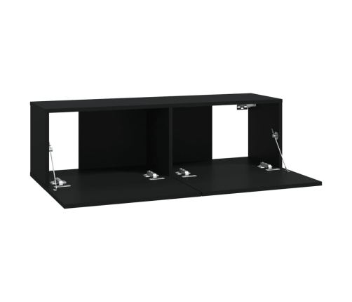 vidaXL Muebles TV pared 2 uds madera contrachapada negro 100x30x30 cm