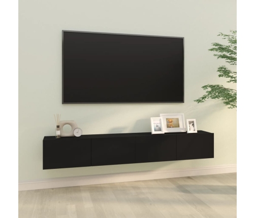 vidaXL Muebles TV pared 2 uds madera contrachapada negro 100x30x30 cm