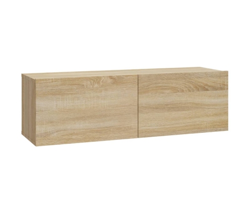 Muebles TV de pared 2 uds madera ingeniería roble 100x30x30 cm