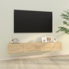 Muebles TV de pared 2 uds madera ingeniería roble 100x30x30 cm