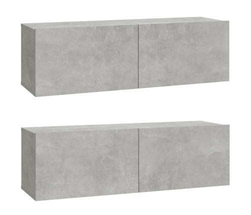 Mueble TV de pared 2 uds madera contrachapada gris 100x30x30cm