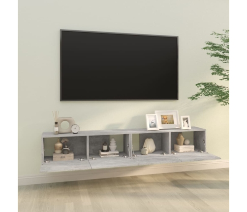 Mueble TV de pared 2 uds madera contrachapada gris 100x30x30cm