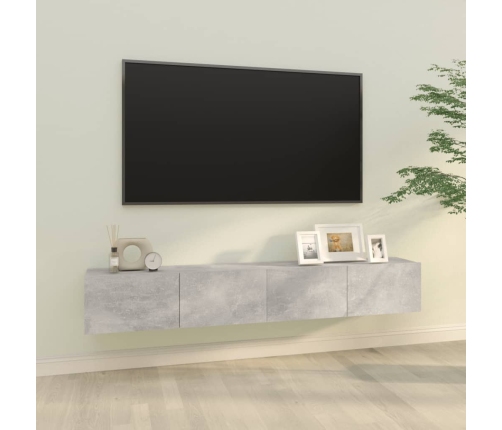 Mueble TV de pared 2 uds madera contrachapada gris 100x30x30cm