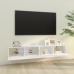 Mueble de TV pared 2 uds madera blanco brillante 100x30x30 cm