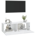 Mueble de TV pared 2 uds madera blanco brillante 100x30x30 cm