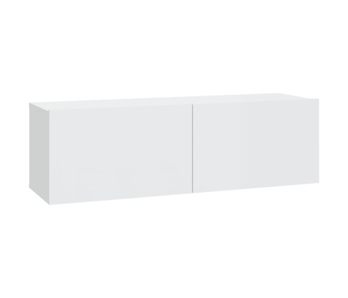 Mueble de TV pared 2 uds madera blanco brillante 100x30x30 cm