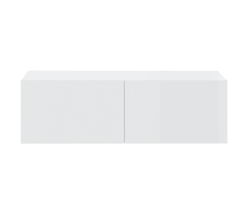 Mueble de TV pared 2 uds madera blanco brillante 100x30x30 cm