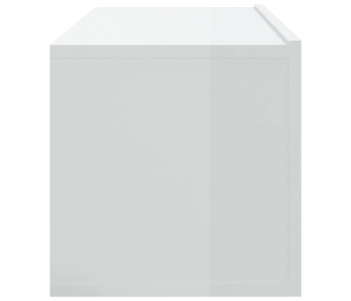 Mueble de TV pared 2 uds madera blanco brillante 100x30x30 cm