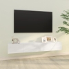 vidaXL Mueble de TV pared 2 uds madera blanco brillante 100x30x30 cm