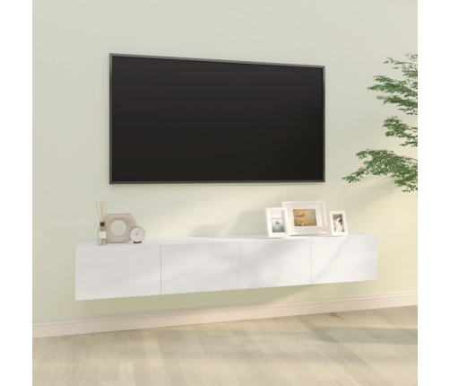 Mueble de TV pared 2 uds madera blanco brillante 100x30x30 cm