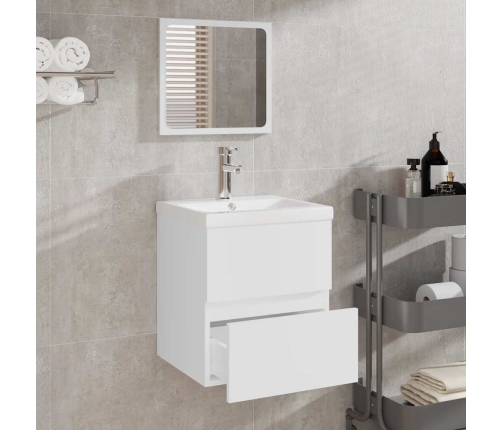 Armario de baño con espejo madera de ingeniería blanco