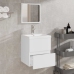 Armario de baño con espejo madera de ingeniería blanco
