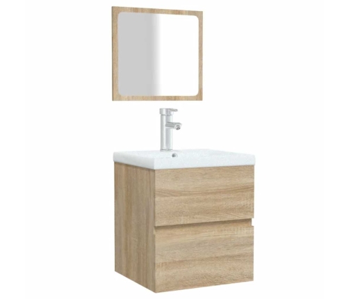 Armario de baño con espejo madera de ingeniería roble Sonoma