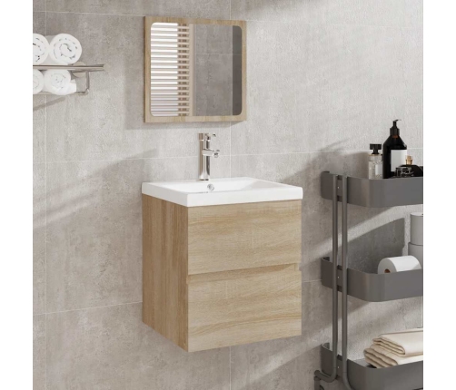 Armario de baño con espejo madera de ingeniería roble Sonoma