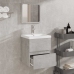 Armario de baño con espejo madera de ingeniería gris hormigón