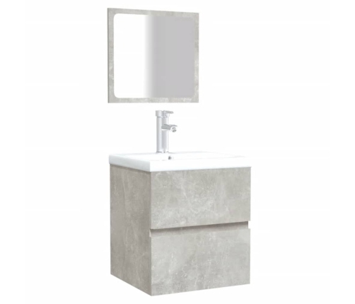 Armario de baño con espejo madera de ingeniería gris hormigón