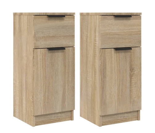 Aparadores 2 uds madera contrachapada roble Sonoma 30x30x70 cm