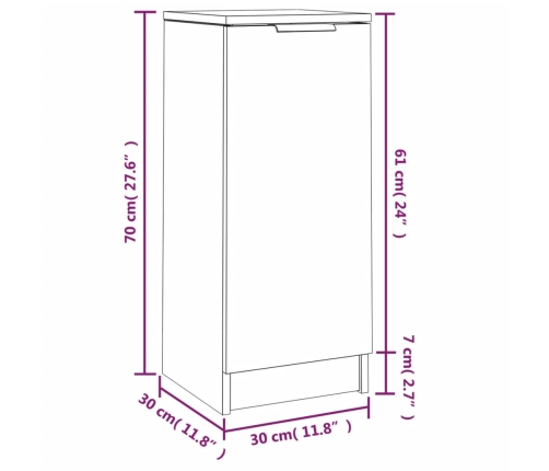 Aparadores 2 uds madera contrachapada roble Sonoma 30x30x70 cm