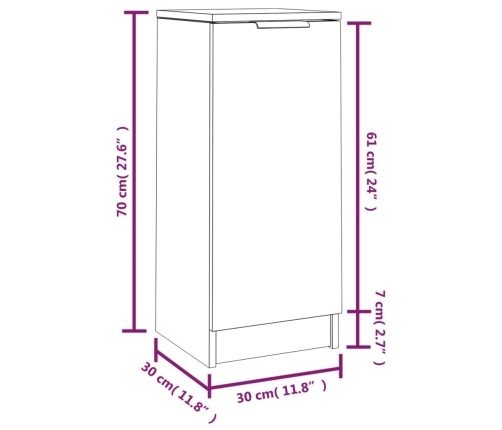 Aparadores 2 uds madera contrachapada blanco brillo 30x30x70 cm