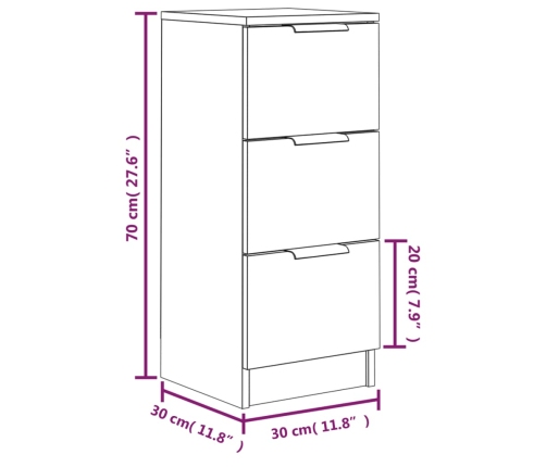 Aparador de madera contrachapada blanco 30x30x70 cm