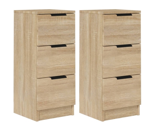 Aparadores 2 uds madera contrachapada roble Sonoma 30x30x70 cm