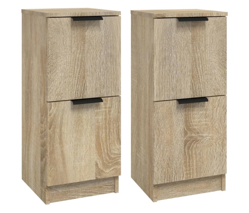 Aparadores 2 uds madera contrachapada roble Sonoma 30x30x70 cm