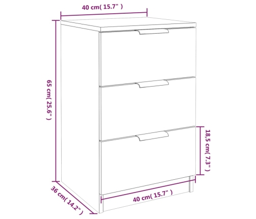 vidaXL Mesitas de noche 2 unidades color roble Sonoma 40x36x65 cm