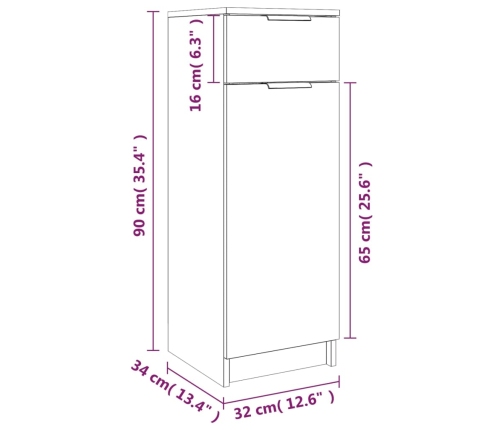 Armario de baño madera contrachapada blanco 32x34x90 cm