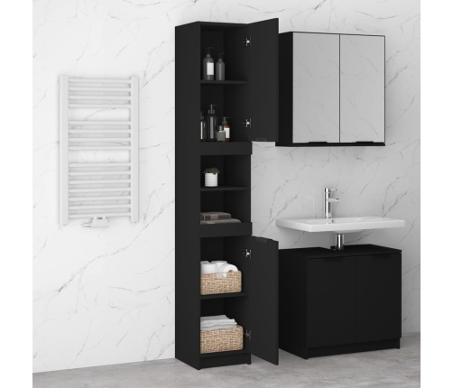 Armario de baño de madera contrachapada negro 32x34x188,5 cm