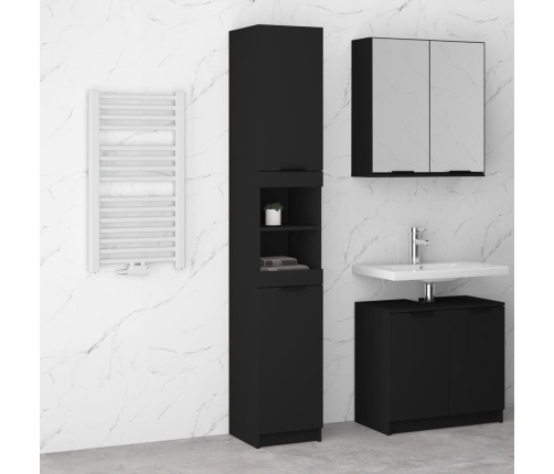 Armario de baño de madera contrachapada negro 32x34x188,5 cm