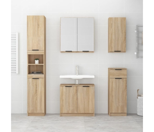 Armario de baño madera ingeniería roble Sonoma 32x34x188,5 cm